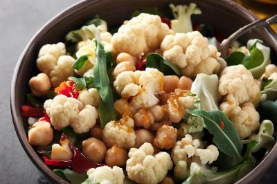 One-Serving Cauliflower and Chickpea Salad with Tahini Dressing