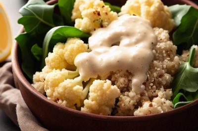 One-Serving Cauliflower and Quinoa Salad with Lemon Tahini Dressing