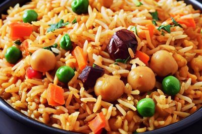 One-Serving Indian Vegetable Biryani with Chickpeas
