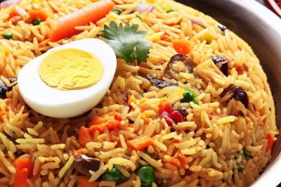 One-Serving Indian Vegetable Biryani with Egg
