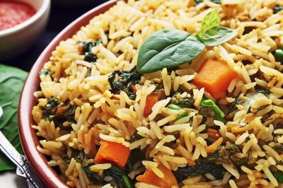 One-Serving Indian Vegetable Biryani with Spinach