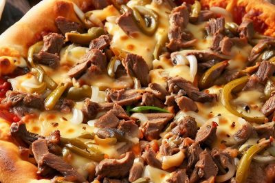 One Serving Philly Cheesesteak Pizza
