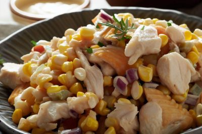 One-Serving Waldorf Chicken and Corn Salad