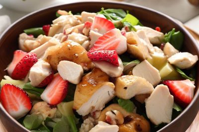 One-Serving Waldorf Chicken and Strawberry Salad