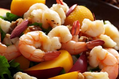 One Serving Waldorf Shrimp and Peach Salad