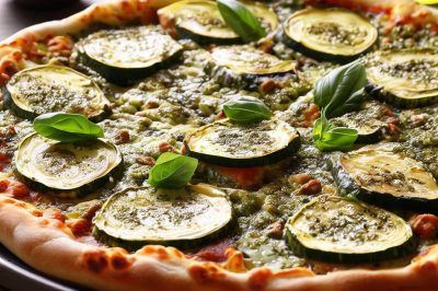One-Serving Zucchini and Pesto Pizza