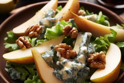 Pear and Blue Cheese Salad with Walnut Dressing