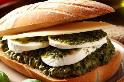 Pesto and Mozzarella Sandwich