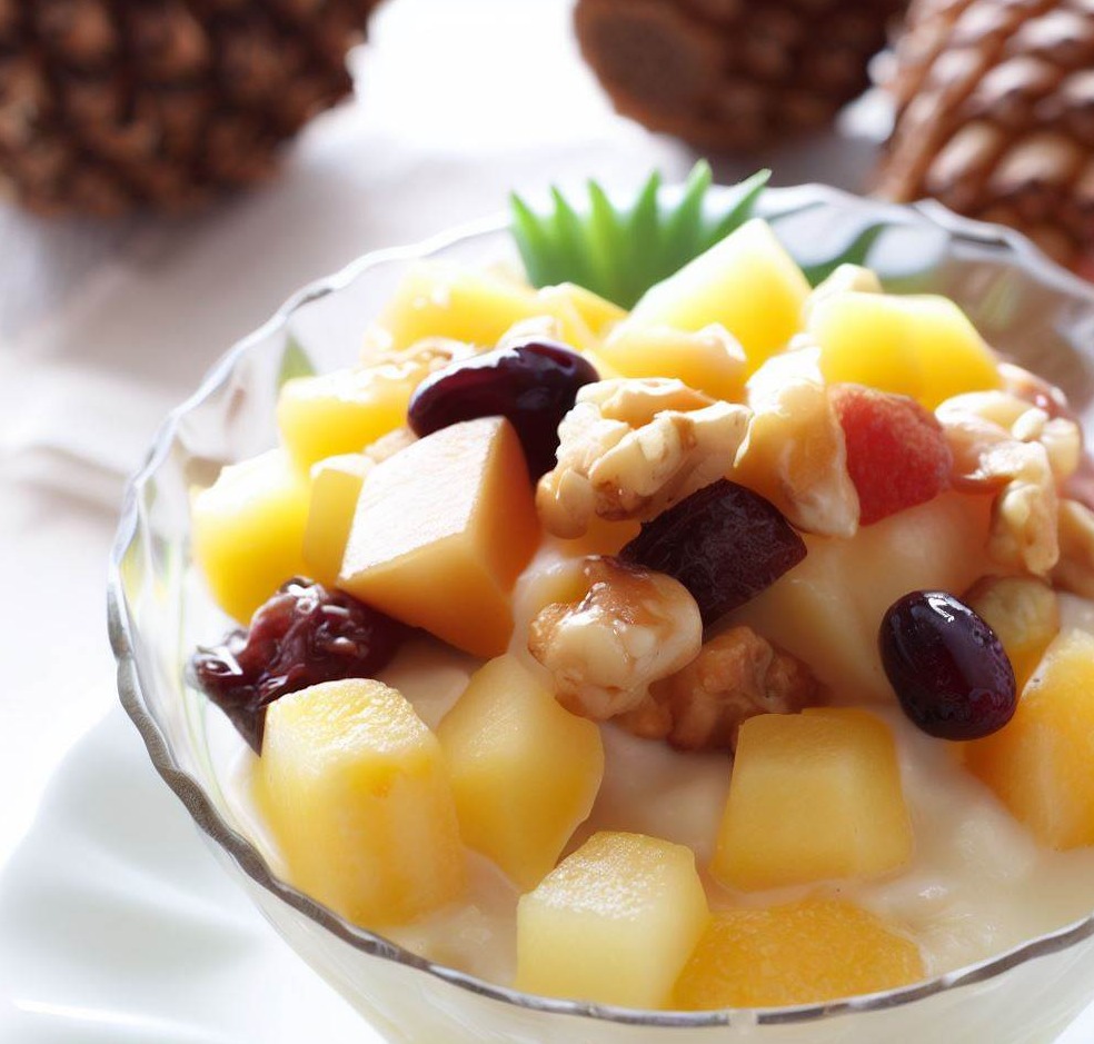 Pineapple, Fruit Compote, and Mixed Nuts Yogurt