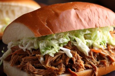 Pulled Pork with Coleslaw Sandwich