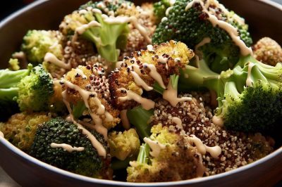 Quinoa and Roasted Broccoli Salad with Garlic Dressing