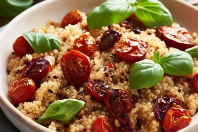 Quinoa and Roasted Cherry Tomato Salad with Basil Vinaigrette