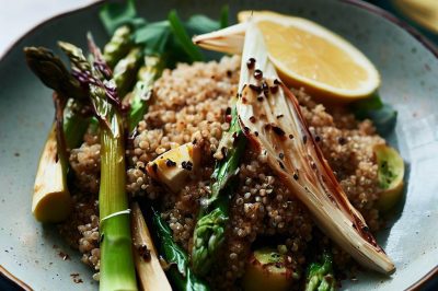 Quinoa and Roasted Fennel and Asparagus Salad with Lemon Vinaigrette