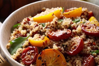 Quinoa and Roasted Grape Tomato Salad with Lemon Vinaigrette