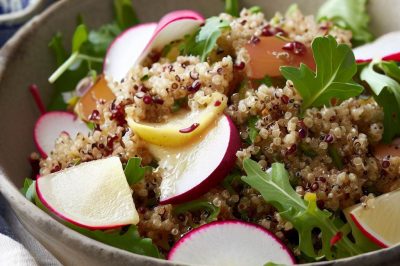 Quinoa and Roasted Radish Salad with Lemon Vinaigrette