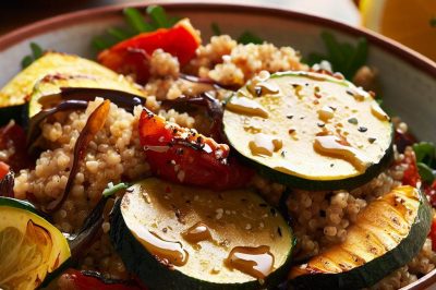 Quinoa and Roasted Zucchini and Tomato Salad with Lemon Vinaigrette