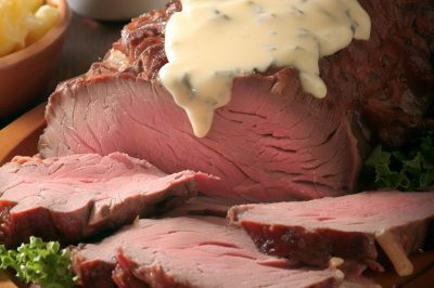 Roast Beef with Swiss Cheese and Horseradish Sauce