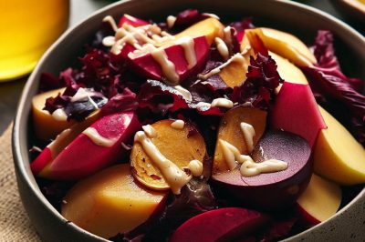 Roasted Beet and Apple Salad with Honey Mustard Dressing