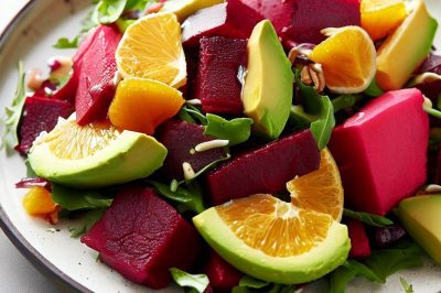 Roasted Beet and Grapefruit Avocado Salad with Citrus Vinaigrette