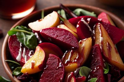 Roasted Beet and Pear Salad with Honey Balsamic Dressing