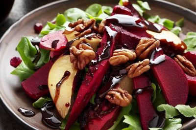 Roasted Beet and Pear and Pecan Salad with Balsamic Vinaigrette