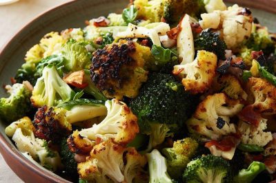 Roasted Broccoli and Cauliflower Salad with Lemon Vinaigrette