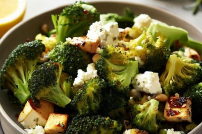 Roasted Broccoli and Feta Salad with Lemon Vinaigrette