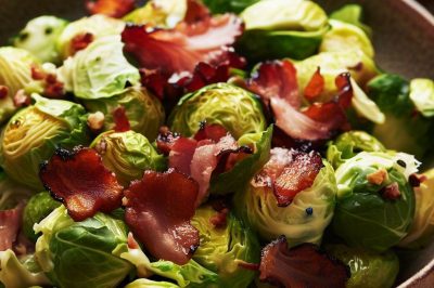 Roasted Brussels Sprout and Bacon Salad with Dijon Vinaigrette