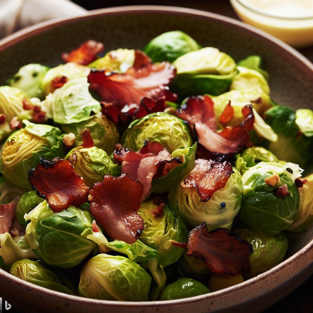 Roasted Brussels Sprout and Bacon Salad with Dijon Vinaigrette