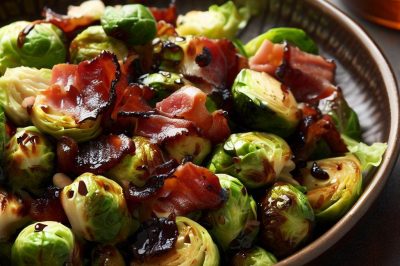Roasted Brussels Sprouts and Bacon Salad with Balsamic Vinaigrette