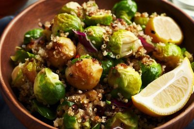 Roasted Brussels Sprouts and Quinoa Salad with Lemon Vinaigrette