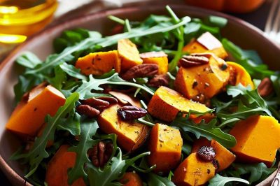 Roasted Butternut Squash and Arugula Salad with Apple Cider Vinaigrette