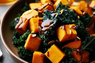 Roasted Butternut Squash and Kale Salad with Maple Vinaigrette