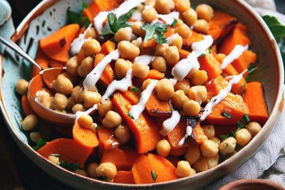 Roasted Carrot and Chickpea Salad with Tahini Dressing