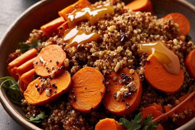 Roasted Carrot and Quinoa Salad with Honey Mustard Dressing