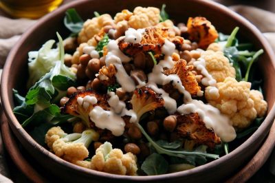 Roasted Cauliflower and Lentil Salad with Tahini Dressing