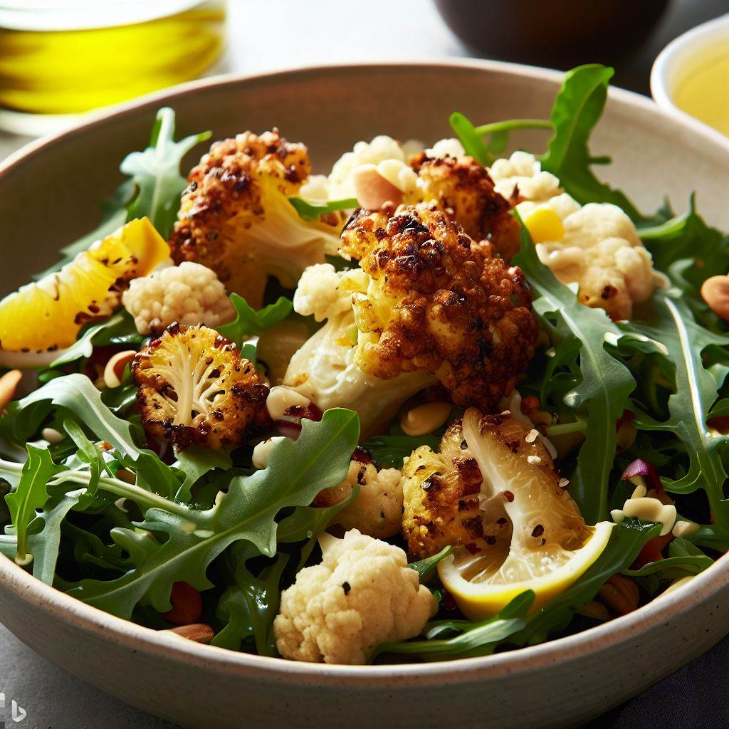 Roasted Cauliflower and Quinoa Arugula Salad with Lemon Vinaigrette
