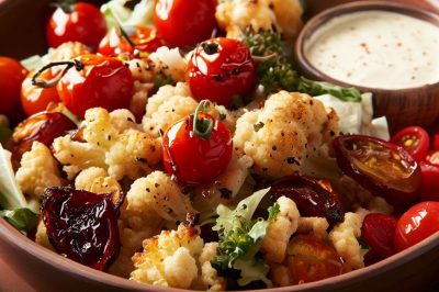 Roasted Cauliflower and Quinoa Cherry Tomato Salad with Dijon Vinaigrette
