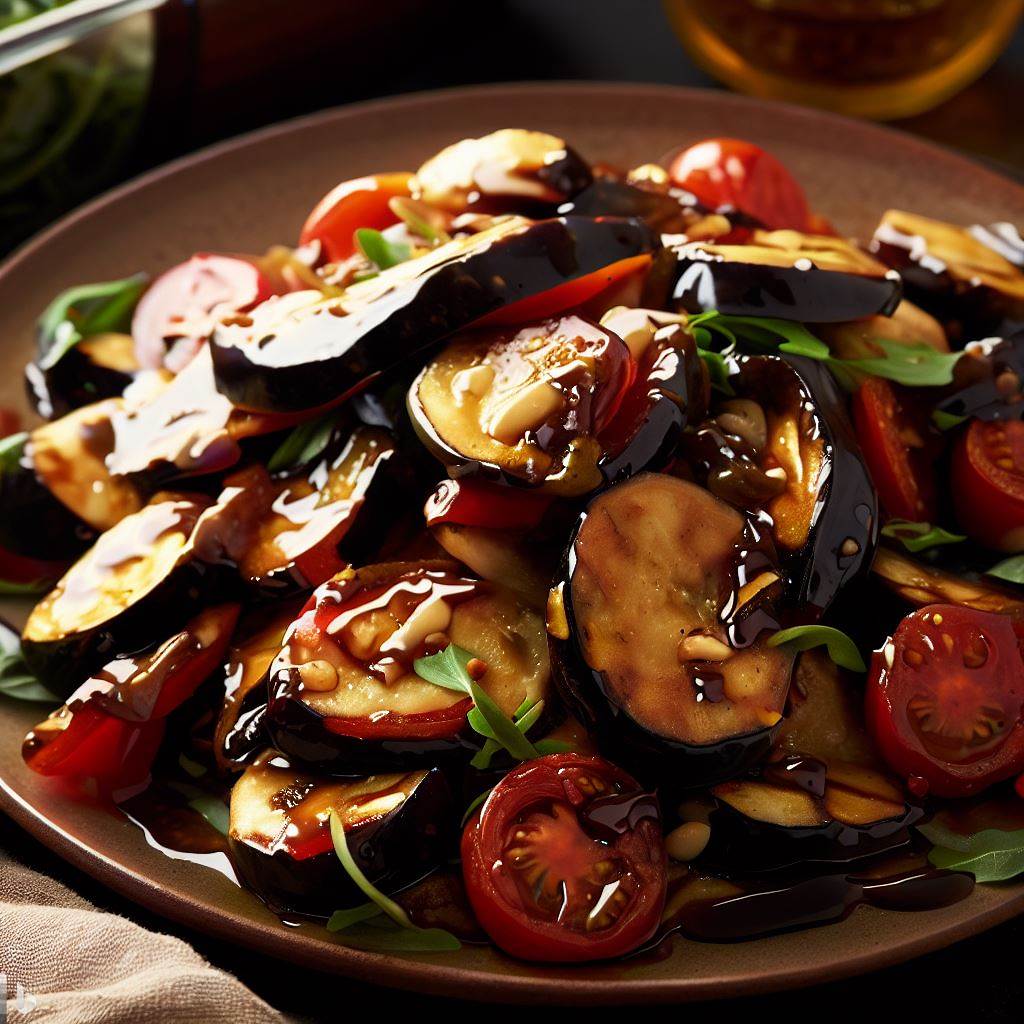 Roasted Eggplant and Tomato Salad with Balsamic Vinaigrette