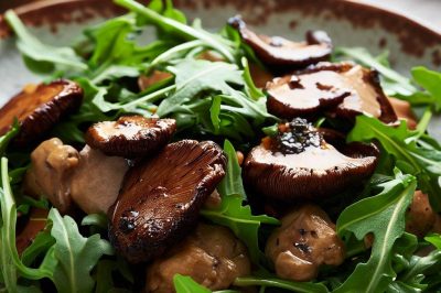Roasted Mushroom and Arugula Salad with Truffle Vinaigrette