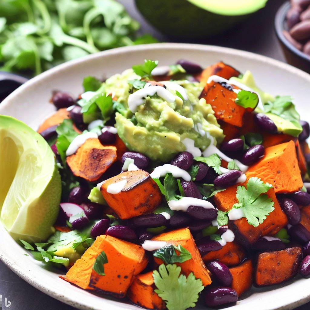 Roasted Sweet Potato and Black Bean Avocado Salad with Cilantro Lime ...