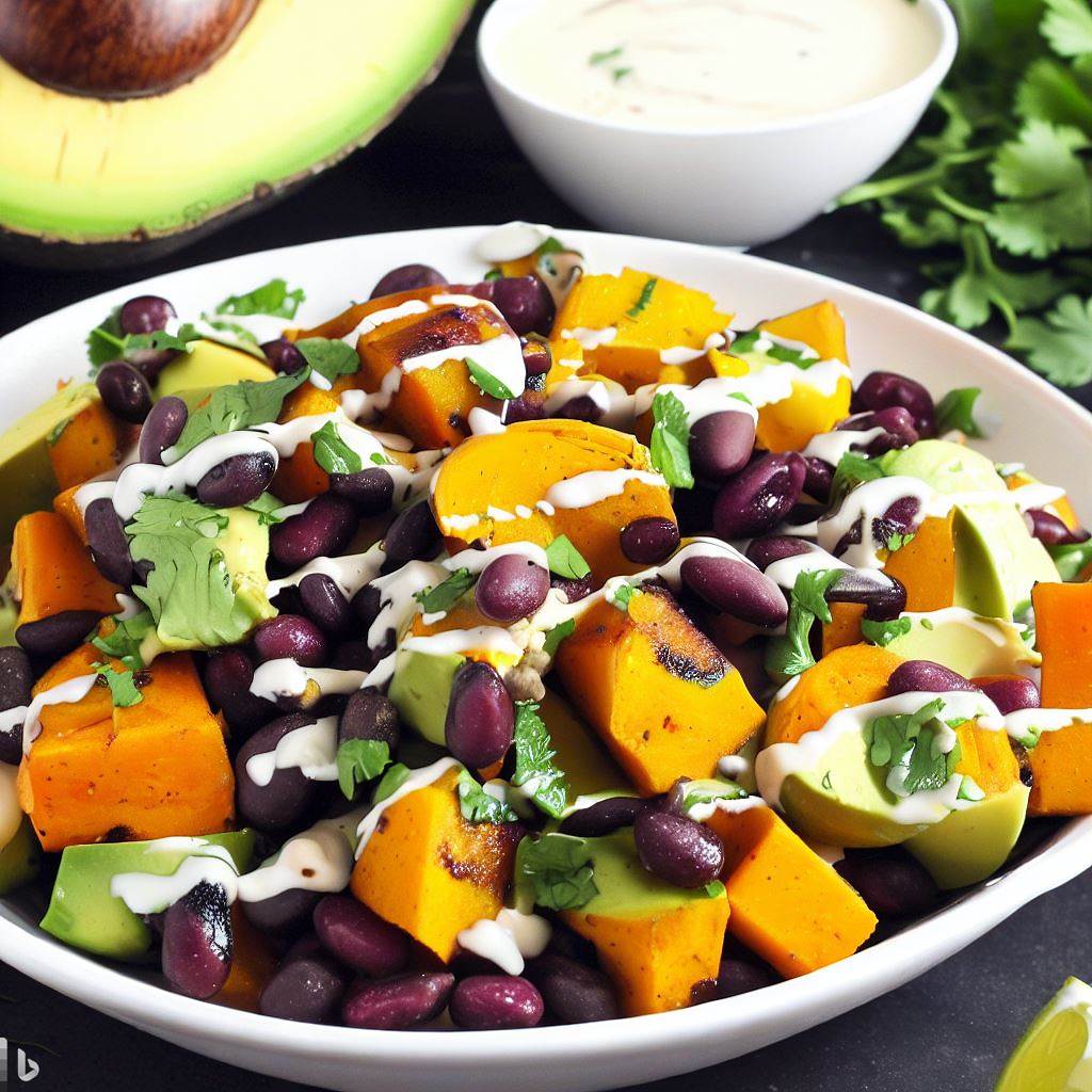 Roasted Sweet Potato and Black Bean Mango Avocado Salad with Cilantro ...