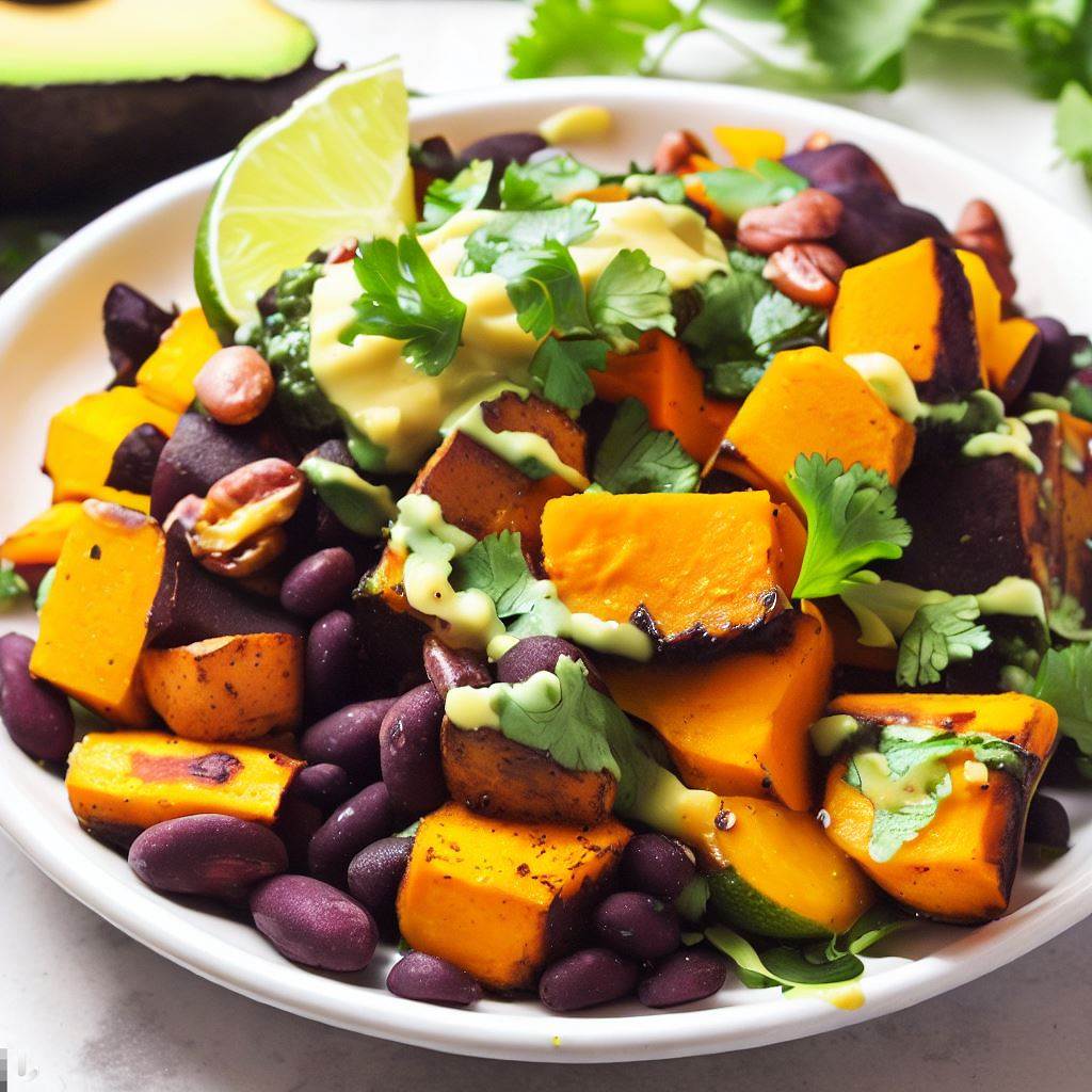 Roasted Sweet Potato and Black Bean Mango Salad with Cilantro Lime ...
