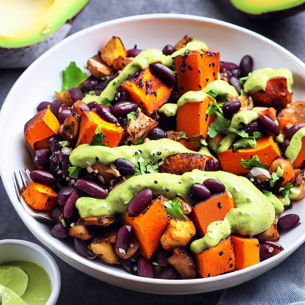 Roasted Sweet Potato and Black Bean Quinoa Salad with Avocado Lime ...