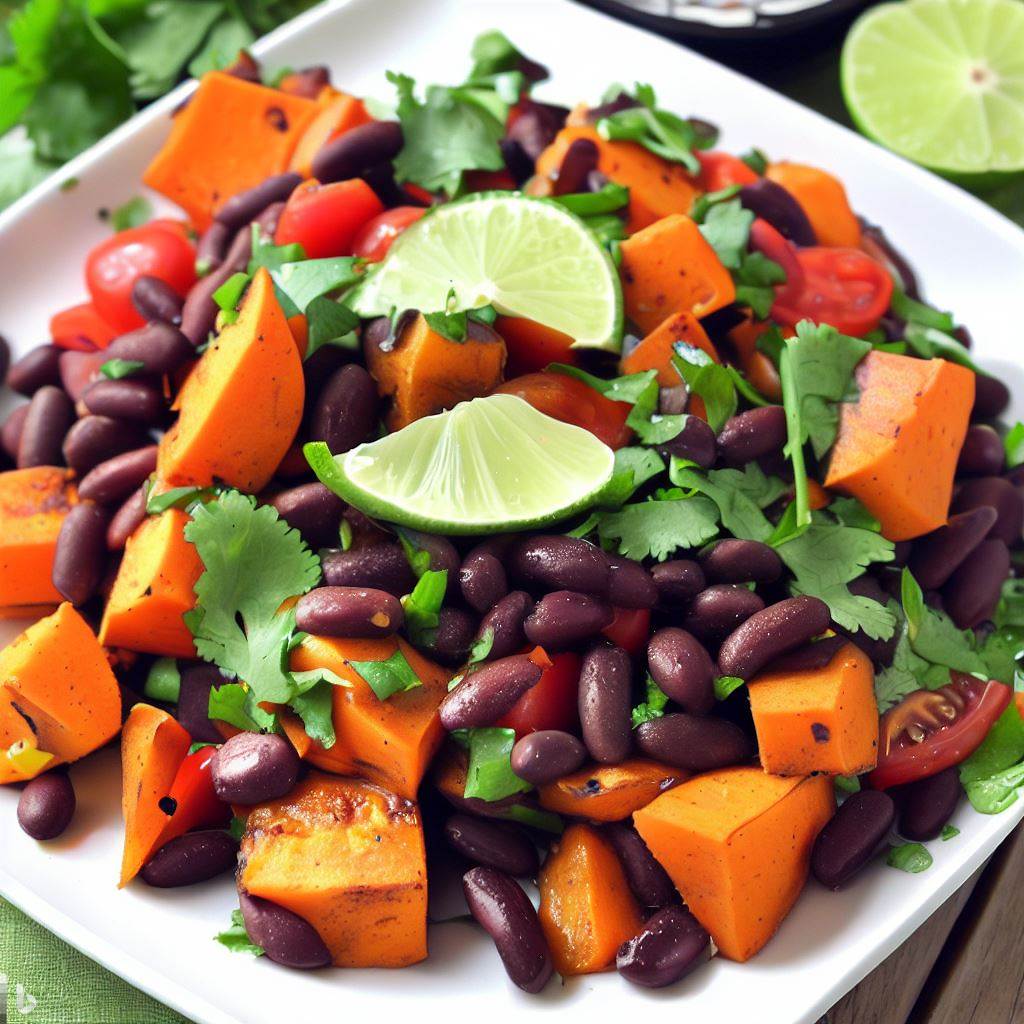 Roasted Sweet Potato and Black Bean and Tomato Salad with Cilantro Lime ...