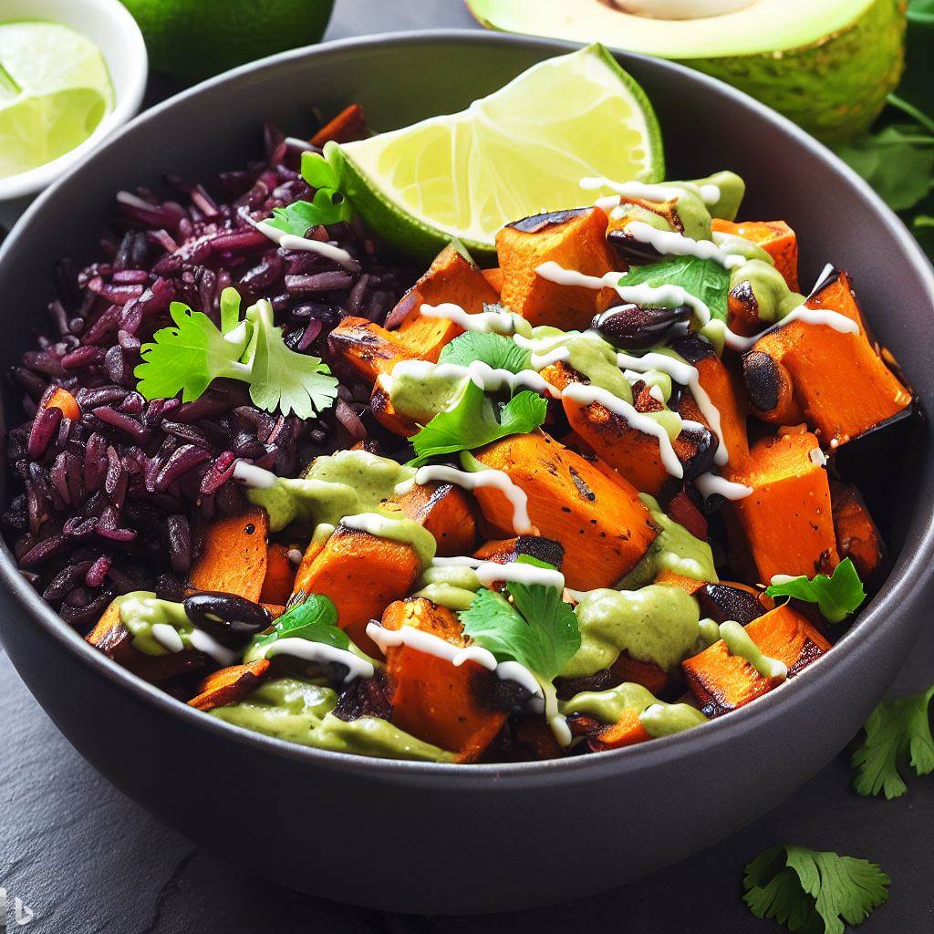 Roasted Sweet Potato and Black Rice Avocado Salad with Cilantro Lime ...
