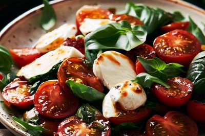 Roasted Tomato and Mozzarella Salad with Basil Vinaigrette