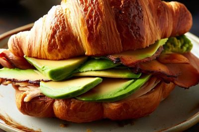 Roasted Turkey and Avocado Croissant Sandwich