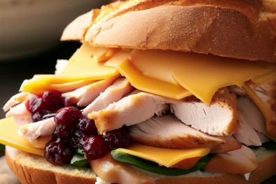 Roasted Turkey and Cheddar Sandwich with Cranberry Mayo