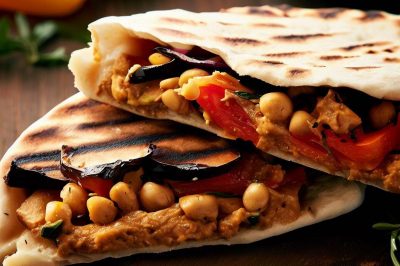 Roasted Vegetable and Hummus Pita Sandwich